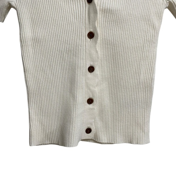 NWT J.Crew Short-Sleeve Cardigan Sweater Women's Size S Scallop Trim Ivory - Picture 7 of 14